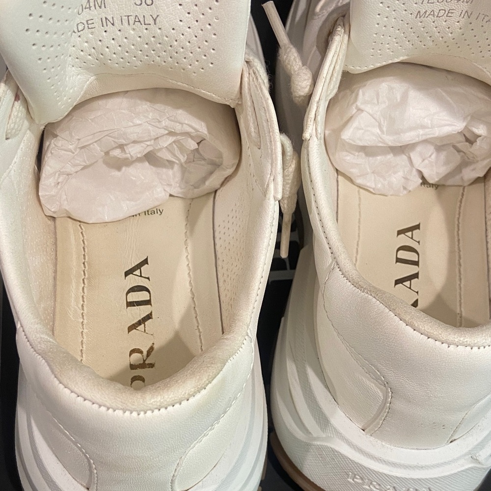Prada Ivory Lace-Up Sneakers 38 - Picture 12 of 17